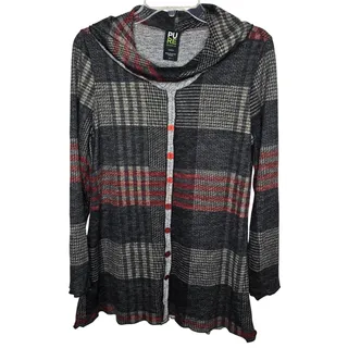Photo of Pure Essence Patchwork Plaid Long Sleeve Cowl Neck Tunic Top Size Small NWT
