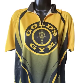 Photo of Golds Gym Cycling Jersey Mens Large Half Zip Short Sleeve Fitness Bodybuilding