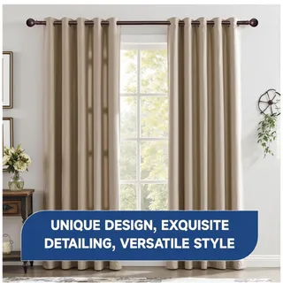 Photo of BRIOFOX Bronze Curtain Rod 28-120in Adjustable 1in Wall Mount Wood Grain