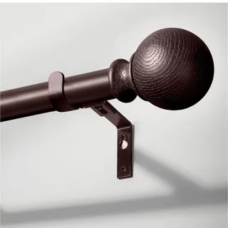 Photo of BRIOFOX Bronze Curtain Rod 28-120in Adjustable 1in Wall Mount Wood Grain