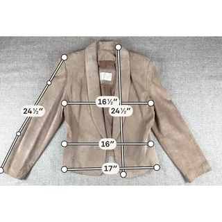 Photo of Valerie Stevens Womens Suede Leather Blazer Taupe Tan Jacket Vintage Small