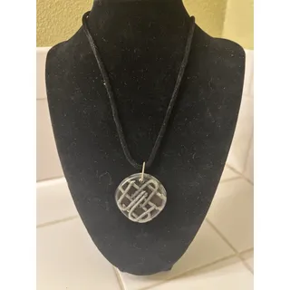 Photo of Black Cord Necklace With Clear Round Pendant Made W/ Nails Inside Lobster Clasp