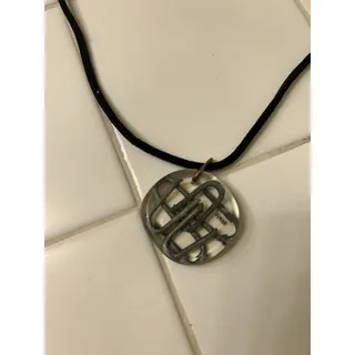 Photo of Black Cord Necklace With Clear Round Pendant Made W/ Nails Inside Lobster Clasp