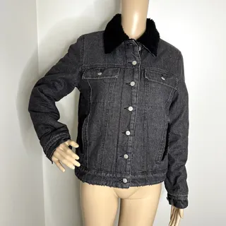 Photo of Kendall & Kylie Gray Button Down Fur Jean Jacket