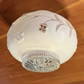 Photo of Vintage Clear & Frosted Glass Light Globe Floral Vine Detail ~ 3¼" Fitter