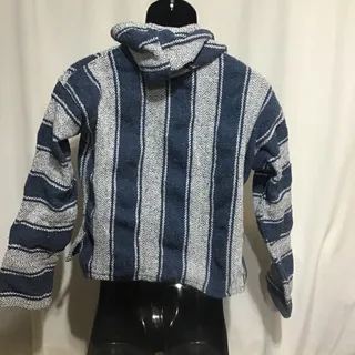 Photo of Earth Ragz Kidz Baja Hoodie Jacket XL Blue Grey Mexican Jerga Drug Rug Pullover