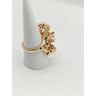 Photo of Vintage Aurora 18K GE Gold Electroplate Marquise Stone Filigree Cocktail Ring
