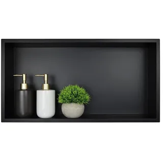 Photo of 24" x 12" Stainless Steel Shower Niche Matte Black Wall Insert Shelf