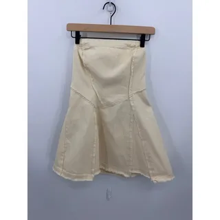 Photo of Urban Outfitters Cream Jasmin Strapless Denim Mini Dress Frayed Seams Y2K Medium