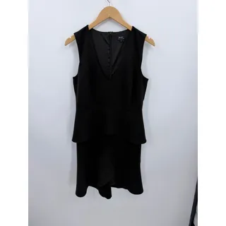 Photo of Bardot Black Tulip Hem Peplum Dress Sleeveless V-Neck Ruffle Cocktail Size 8 LBD