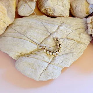 Photo of Chic VTG 1980s Gold-Tone Rhinestone Beaded 16" Dainty Cable Chain + 3" Extender