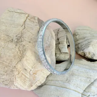 Photo of Vintage 1980s Dana Buchman Silver-Tone Geometric Textured Bangle Bracelet