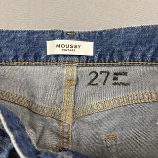 Photo of Moussy Vintage Denim Jeans High Rise Straight Leg Distressed Raw Hem 27