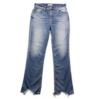 Photo of Moussy Vintage Denim Jeans High Rise Straight Leg Distressed Raw Hem 27