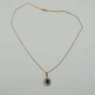 Photo of Gold Plated 925 Silver Necklace Blue Starburt Pendant Abstract Floral Peacock