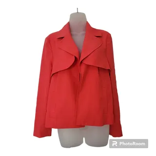 Photo of Roz Ali Sz 8 Women Blazer Open Drapey Pockets Coral Pink Office Workwear Bright