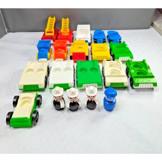 Photo of Lot of 16 Vintage Fisher-Price Little People Vehicles + 4 Little People Figures