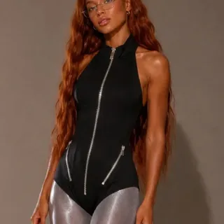 Photo of I.AM.GIA Black Zippered Bodysuit | Stretch Fit | Never Worn