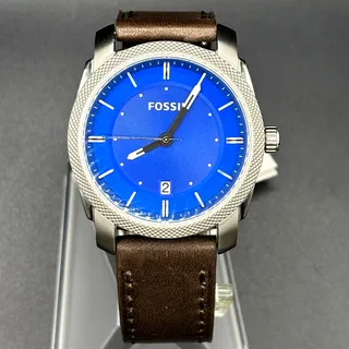 Photo of Fossil Machine FS4858 Blue Dial Brown Leather Men’s Watch NWT 41mm 