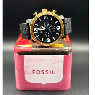 Photo of Fossil Nate JR1369 Chronograph 50mm Rose Gold Black Silicone Men’s Watch