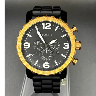 Photo of Fossil Nate JR1369 Chronograph 50mm Rose Gold Black Silicone Men’s Watch