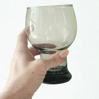 Photo of Vintage MCM Libbey Stax Smoke Gray Pedestal Goblet Glasses | Set of 2