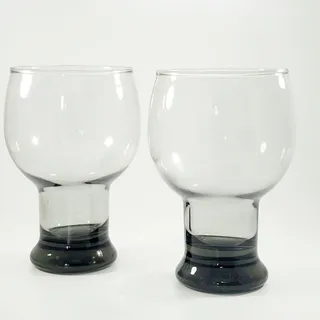 Photo of Vintage MCM Libbey Stax Smoke Gray Pedestal Goblet Glasses | Set of 2