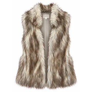 Photo of LOFT Faux Fur Vest XS/S Brown Cream Boho Western Après Ski Cozy Chic