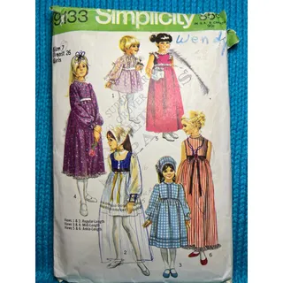 Photo of Simplicity 9133 Pattern Girls dress short midi maxi head scarf size 7