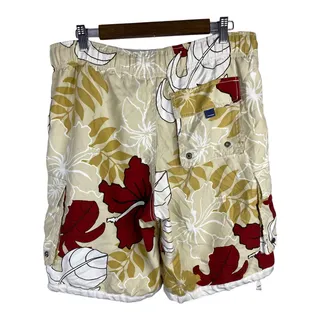 Photo of Aeropostale Mens Medium Tan Hawaiian Surf Board Shorts Swim Trunks Drawstring