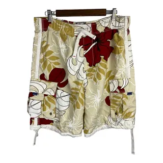 Photo of Aeropostale Mens Medium Tan Hawaiian Surf Board Shorts Swim Trunks Drawstring