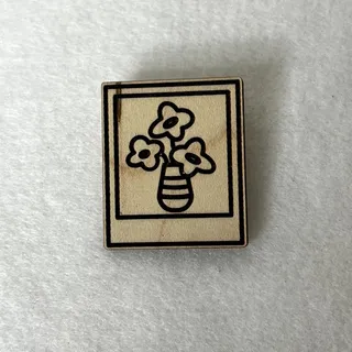 Photo of Handmade Engraved Wooden Flower Photo Pin