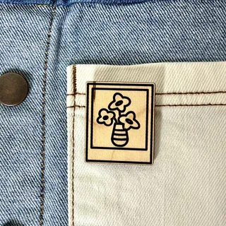 Photo of Handmade Engraved Wooden Flower Photo Pin