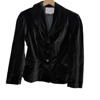 Photo of VINTAGE ORIGINAL DINO RICCO Women's 13 14 Woven Cotton Velvet Blazer Black