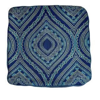 Photo of Fabric Tapestry Decorative Pillow Case Blue Medallion Geometric 20 x 20