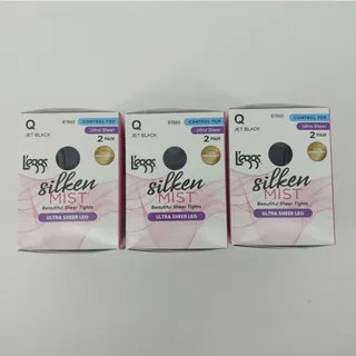 Photo of Leggs Sheer Jet Black Q Silken Mist Ultra Legs Control Top 6 Pairs Tights 3 Boxes