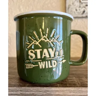 Photo of Stay Wild Retro Ceramic Coffee Mug Cup Camping Outdoors RV Trees Mtns 4 x 4"