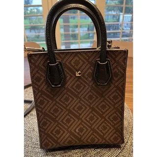 Photo of Liz Claiborne Compact Crossbody Bag in Geometric Brown And Black