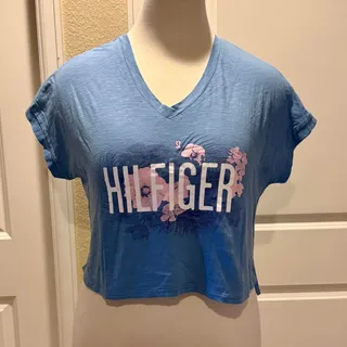 Photo of Tommy Hilfiger blue floral graphic V-Neck Tee