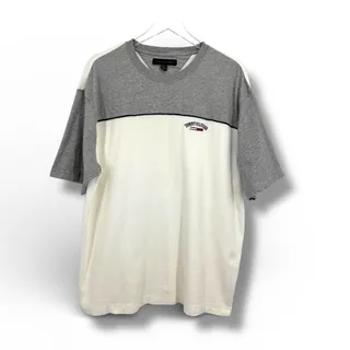 Photo of VTG Tommy Hilfiger T shirt men's XL crew color block short sleeve gray cream Y2K