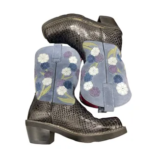 Photo of Ariat "Doll Baby" Floral Patchwork Cowboy Boots Snake Western blue Black size 7B
