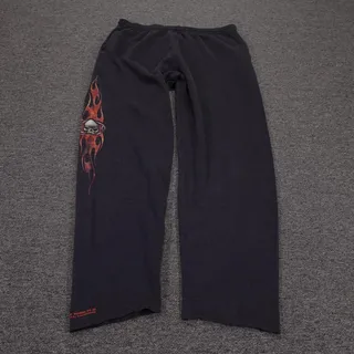 Photo of Vintage Harley-Davidson Lounge Pants Mens XL Black Fleece Skull Flame Y2K
