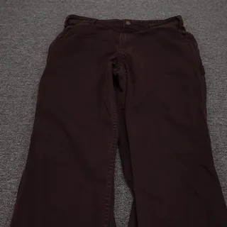 Photo of Carhartt Pants Womens 12 Tall Brown Canvas Carpenter Loose Fit Workwear 34x33