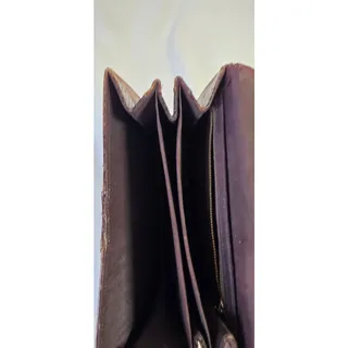 Photo of Vintage Brown Python Snakeskin Clutch Purse Gold Chain Lock