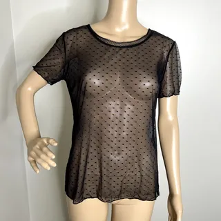 Photo of Victoria's Secret Sheer Mesh Polka Dot Black Top