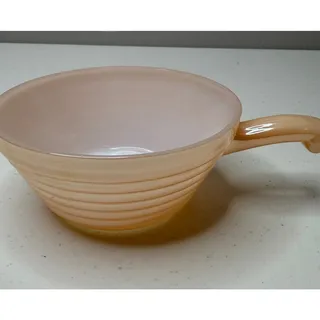 Photo of Vintage Fire King Peach Luster Beehive Ovenware Handled Soup Bowl Anchor Hocking