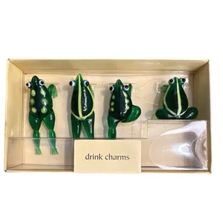 Photo of Discontinued Pier 1 Glass Frog Drink Charms Set of 4 in Original Box
