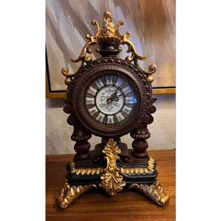 Photo of Vintage Lisheng Ornate Baroque Revival Quartz Mantel Clock 14”