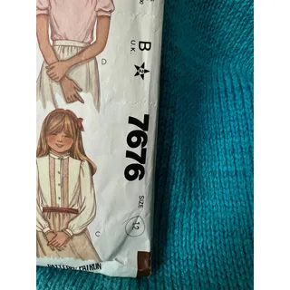 Photo of McCalls 7676 Sewing pattern Kids Girls blouse puff sleeve 1980s Size 12