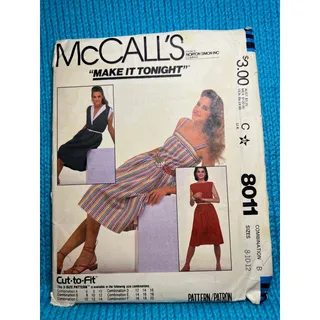 Photo of McCalls 8011 Sewing pattern dress apron shirt boatneck 1980s Size 8 10 12